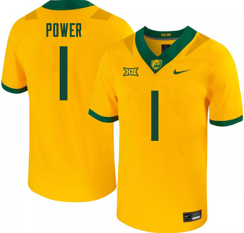 Men-Youth #1 Issac Power Baylor Bears 2023 College Football Jerseys Stitched-Gold